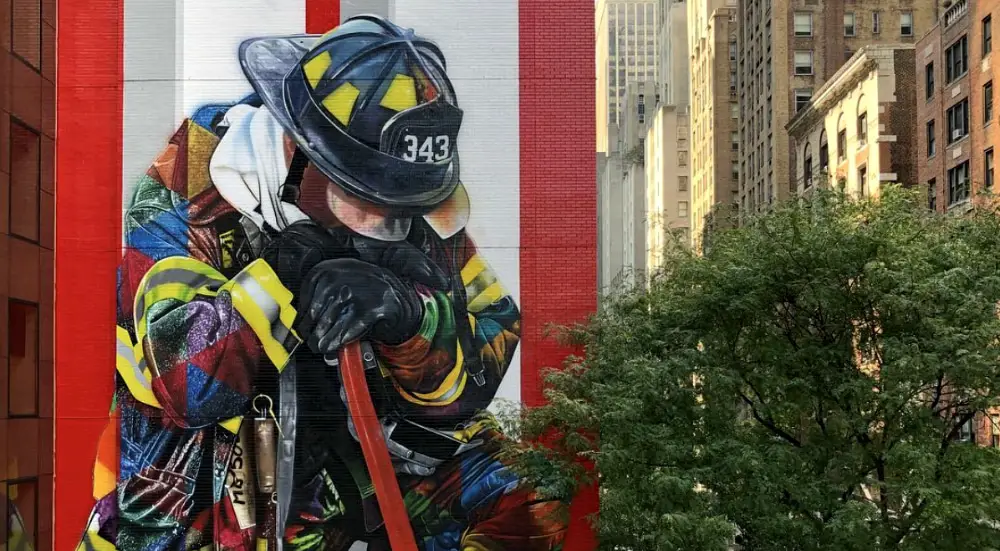 Midtown Gets a Touching Seven-Story Firefighter Mural